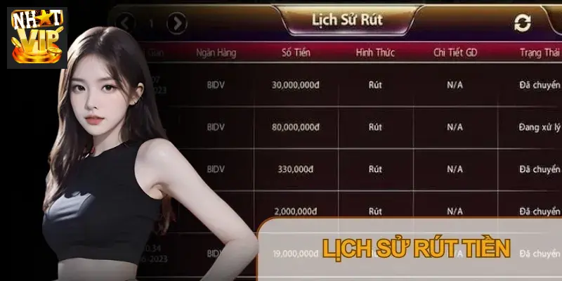Lịch sử rút tiền Nhatvip